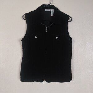 St. John's Bay Black Velvet Vest Women's Medium